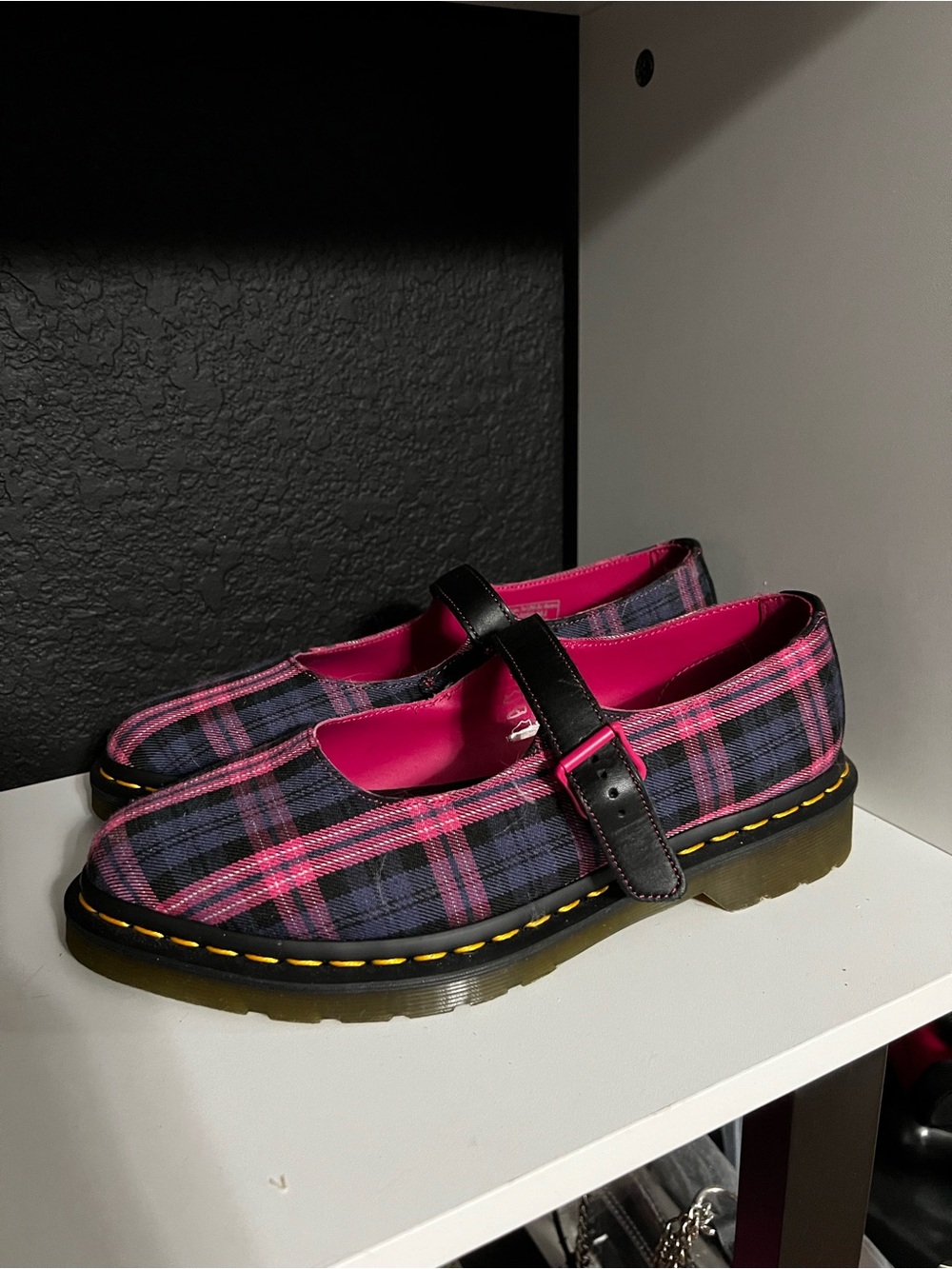 Pink plaid tartan Elphie Dr Martens DM new size 8